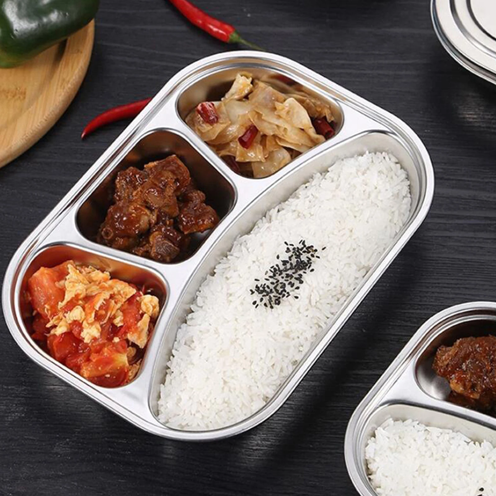 Stainless Steel Lunch Box Four Compartment Large Capacity Food Preservation Plate for Office Students Camping
Stainless Steel Lunch Box Four Compartment Large Capacity Food Preservation Plate for Office Students Camping