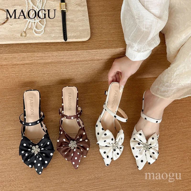Women's Polka Dot Bow Slingback Heels Pointed Toe Mid Heel Pumps Elegant Satin Slip-On Shoes Ladies Party Dress Shoes Fashion
Women's Polka Dot Bow Slingback Heels Pointed Toe Mid Heel Pumps Elegant Satin Slip-On Shoes Ladies Party Dress Shoes Fashion