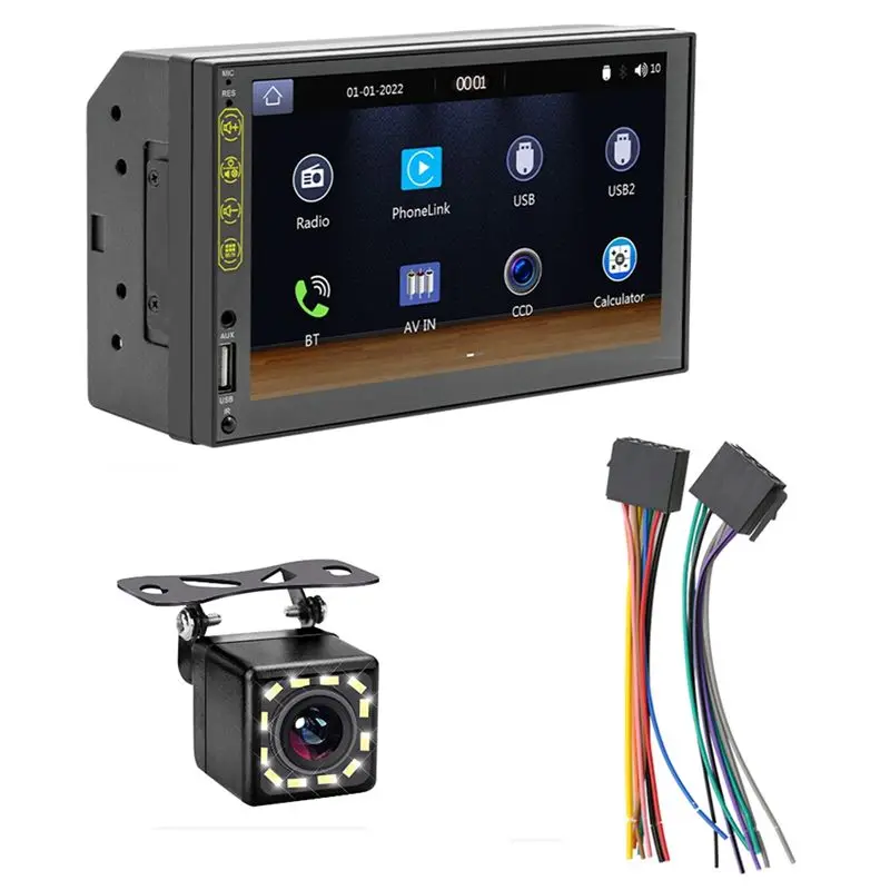 7 Inch Double Din Car Stereo HD Touchscreen,Carplay Android Auto,12LED Backup Camera,Mirror Link,USB/AUX,FM Car Radio-N25R
7 Inch Double Din Car Stereo HD Touchscreen,Carplay Android Auto,12LED Backup Camera,Mirror Link,USB/AUX,FM Car Radio-N25R