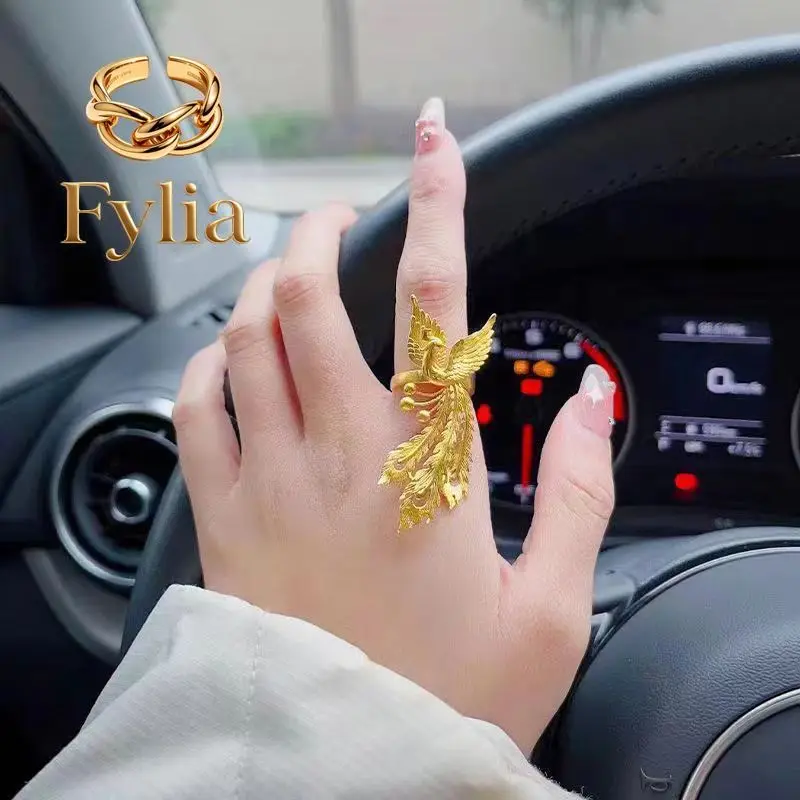 Fylia Jewelry Women's 24K Gold (AU999) Hollow Phoenix Lace Ring | Openwork carved phoenix, micro-diamond glow with magnetic ad
Fylia Jewelry Women's 24K Gold (AU999) Hollow Phoenix Lace Ring | Openwork carved phoenix, micro-diamond glow with magnetic ad