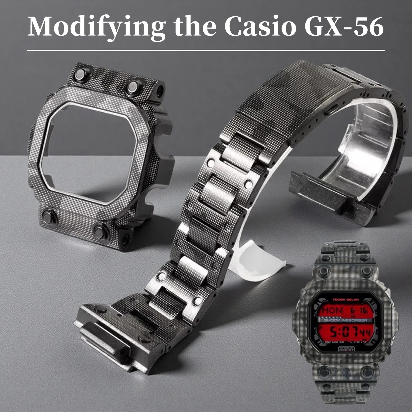 Solid, durable stainless steel case and bracelet for Casio GMW-B5000 GX-56 Giant G Big Block Modified Watch Accessories
Solid, durable stainless steel case and bracelet for Casio GMW-B5000 GX-56 Giant G Big Block Modified Watch Accessories