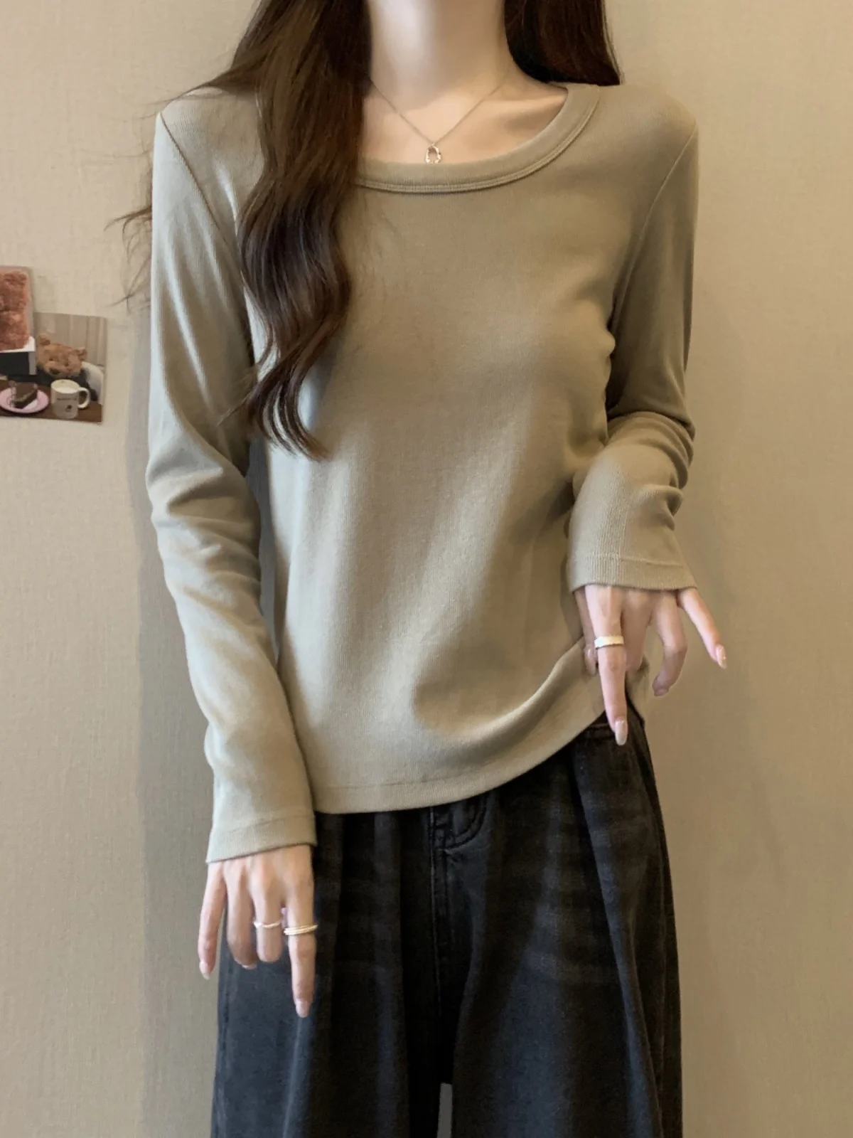 Slimming Long Sleeve T-Shirt Women's Loose Fit Base Layer Top Large Size Conceal Belly Meat Autumn Fashion European Style Shirt
Slimming Long Sleeve T-Shirt Women's Loose Fit Base Layer Top Large Size Conceal Belly Meat Autumn Fashion European Style Shirt