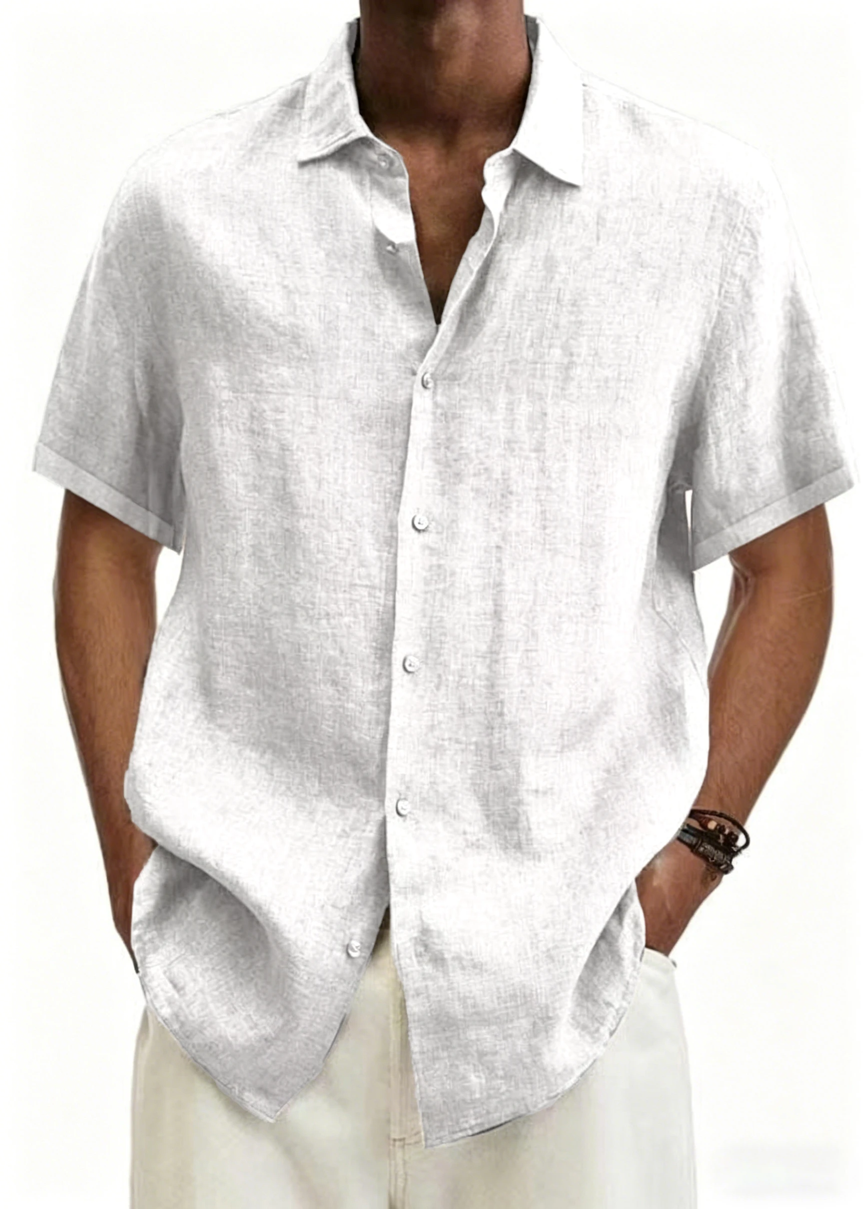 Men's Light Gray Polyester Textured Short Sleeve Casual Button Down Shirt for Summer Comfort
Men's Light Gray Polyester Textured Short Sleeve Casual Button Down Shirt for Summer Comfort