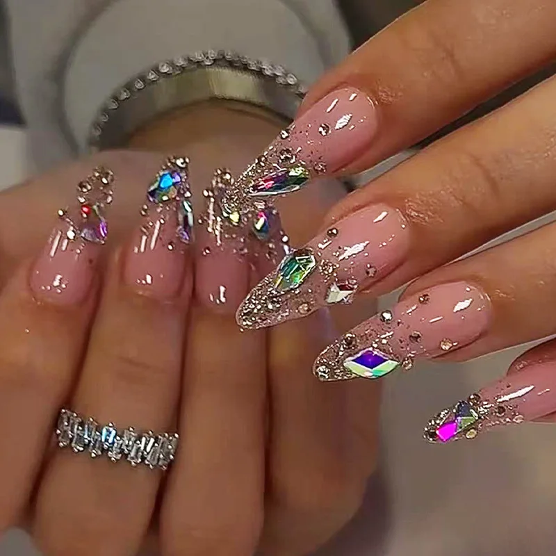 Color Nail Art Diamond Mixed High-end Girl Wearing Nail Art Long Almond High-quality Symphony Broken Diamond Nail
Color Nail Art Diamond Mixed High-end Girl Wearing Nail Art Long Almond High-quality Symphony Broken Diamond Nail