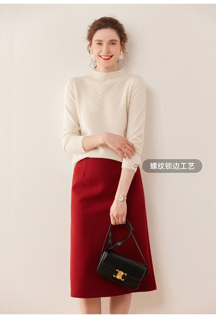 Autumn and Winter Special 100% Woolen Sweater Women's Half High Neck Hook Flower Warm Pullover Slim Fit Versatile Sweater
Autumn and Winter Special 100% Woolen Sweater Women's Half High Neck Hook Flower Warm Pullover Slim Fit Versatile Sweater