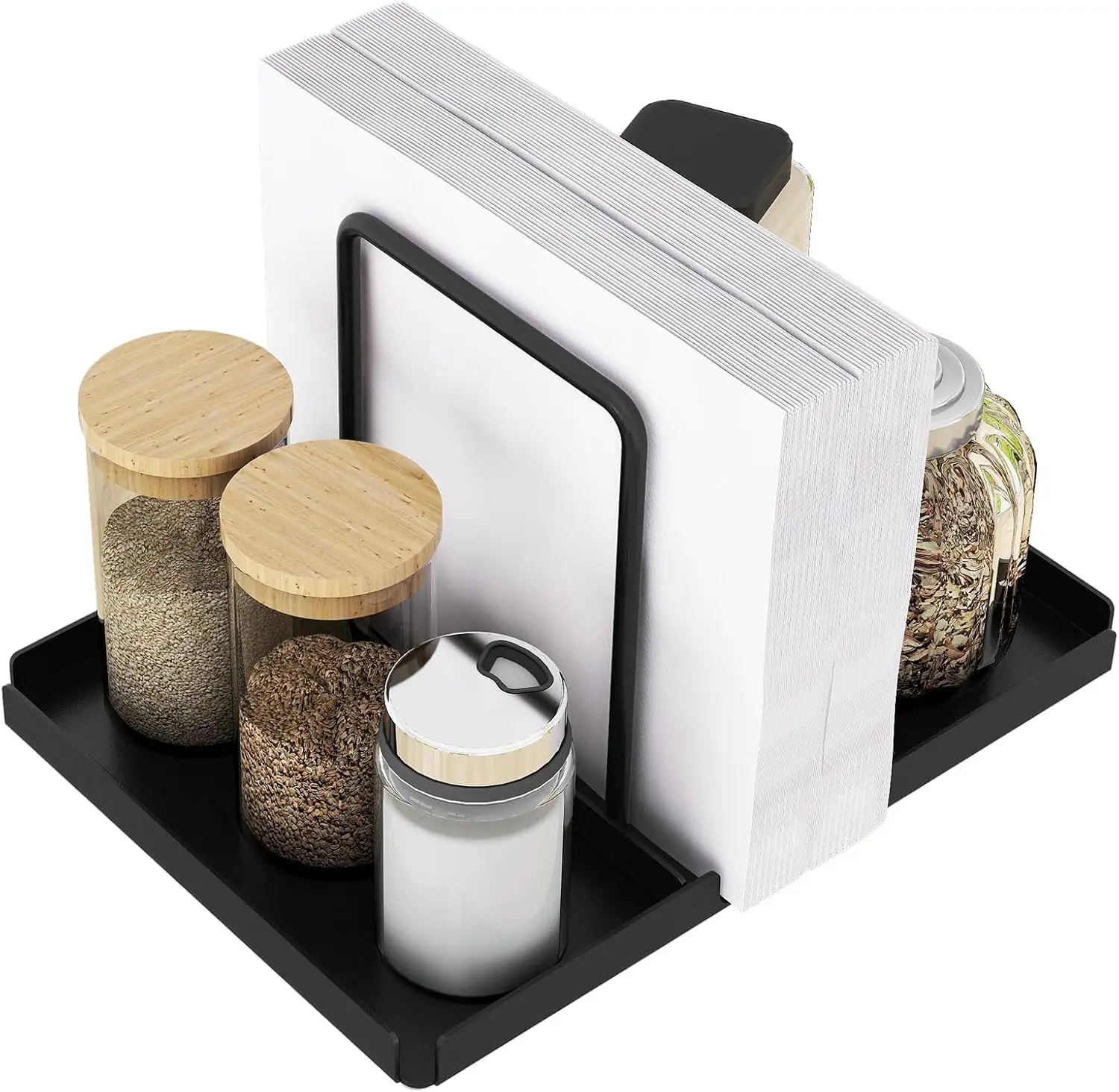 Metal Napkin Holder with Salt & Pepper Caddy, Black
Metal Napkin Holder with Salt & Pepper Caddy, Black