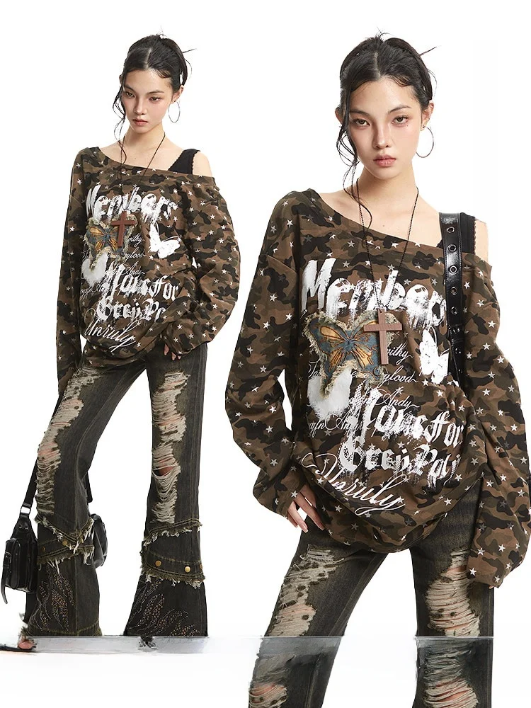 Женская футболка UNCMHISEX с американским камуфляжным принтом, длинным рукавом, в уличном стиле, с готическим принтом, свободного кроя
Женская футболка UNCMHISEX с американским камуфляжным принтом, длинным рукавом, в уличном стиле, с готическим принтом, свободного кроя