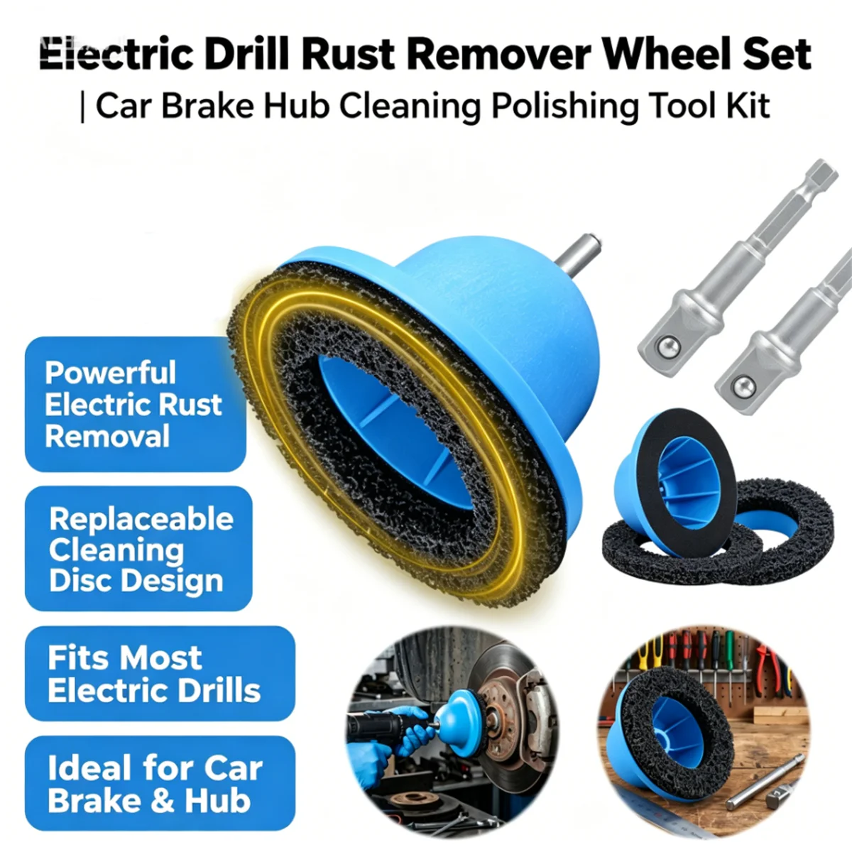Cordless Wheel Hub Grinder for Tire Rust Removal Cleaning Rotor 150mm Wheel Hub Grinding/Polishing Tool with 1/2" Extension Rod
Cordless Wheel Hub Grinder for Tire Rust Removal Cleaning Rotor 150mm Wheel Hub Grinding/Polishing Tool with 1/2" Extension Rod