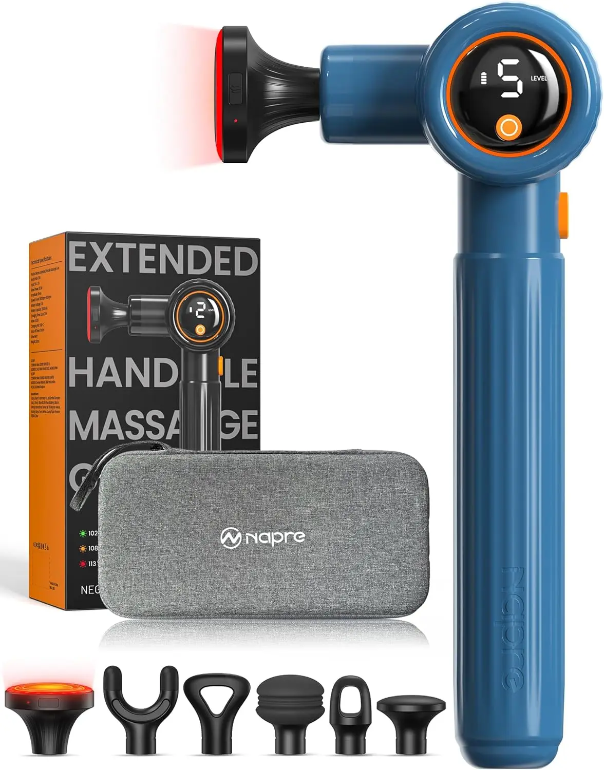 Massage Gun with Heat, Deep Tissue Massager with Extension Handle & 3 Adjustable Angles, Handheld Percussion Back Massager for Muscle/Neck/Body Pain Relief, Portable Case, Blue
Massage Gun with Heat, Deep Tissue Massager with Extension Handle & 3 Adjustable Angles, Handheld Percussion Back Massager for Muscle/Neck/Body Pain Relief, Portable Case, Blue