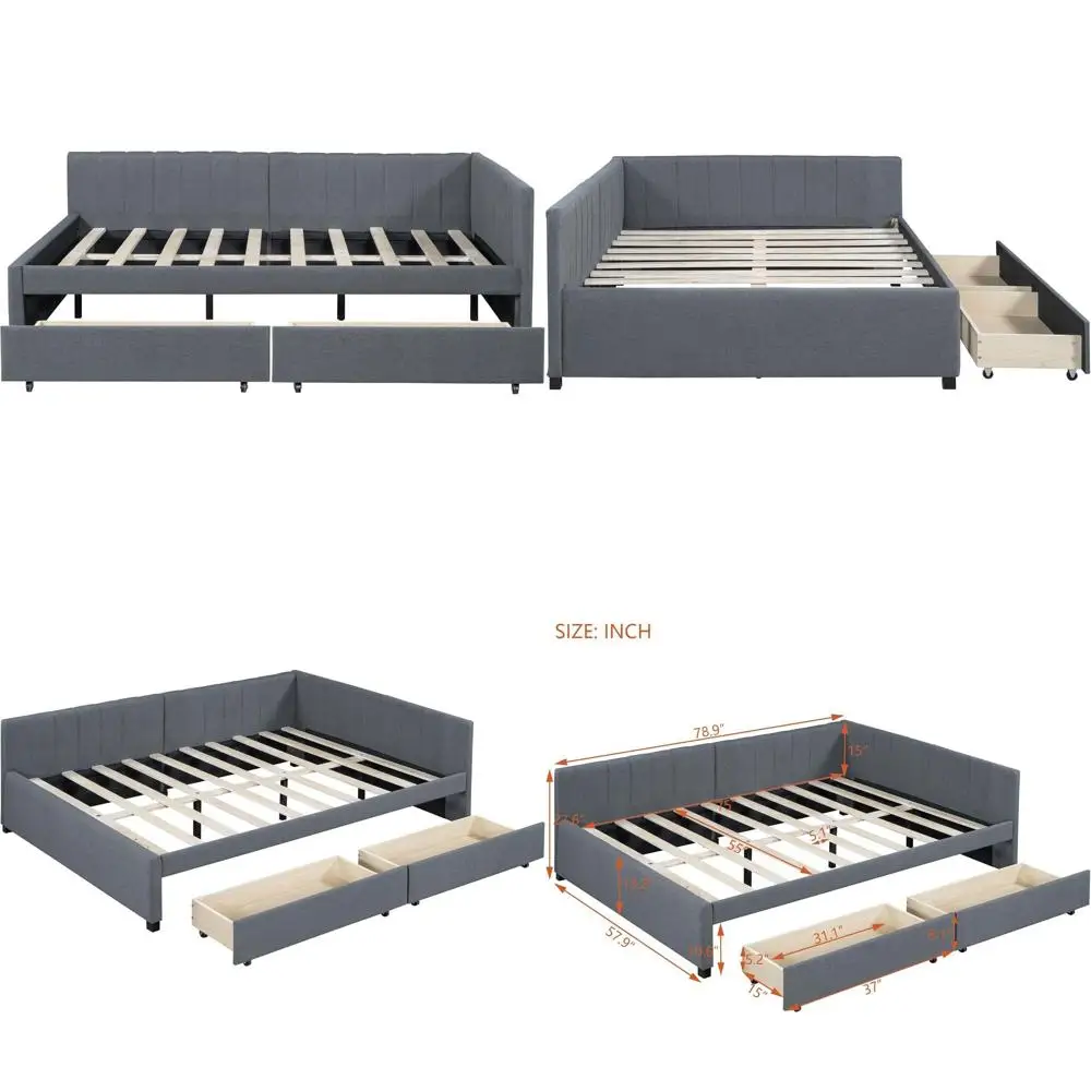 Полноразмерная льняная кушетка с ящиками для хранения - подходит для детей, малышей и взрослых (серая)
Полноразмерная льняная кушетка с ящиками для хранения - подходит для детей, малышей и взрослых (серая)