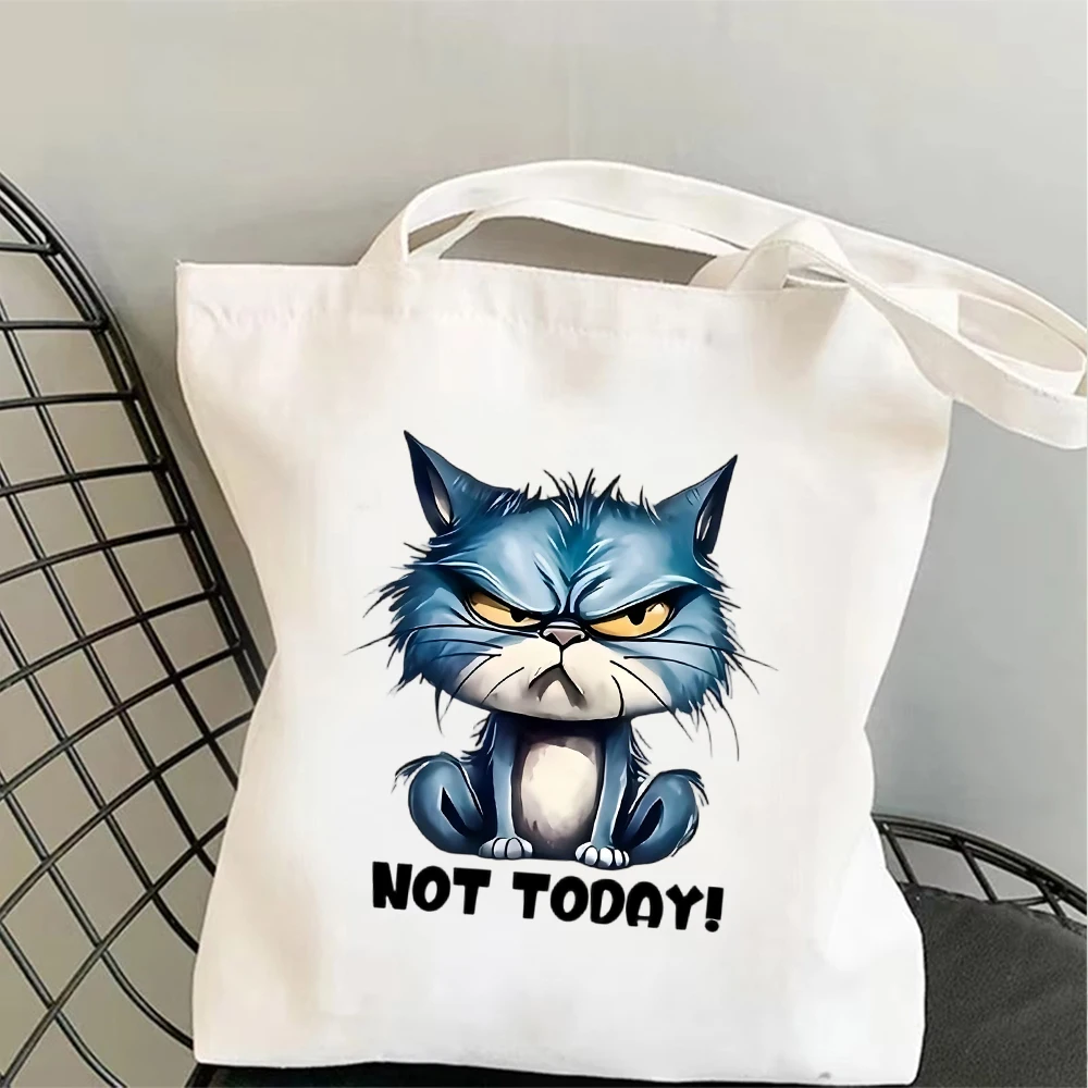 Trendy Angry Cat Printed Canvas Tote Bag Not Today Durable Reusable Grocery Shopping Bags Large Travel Bag for Girl
Trendy Angry Cat Printed Canvas Tote Bag Not Today Durable Reusable Grocery Shopping Bags Large Travel Bag for Girl