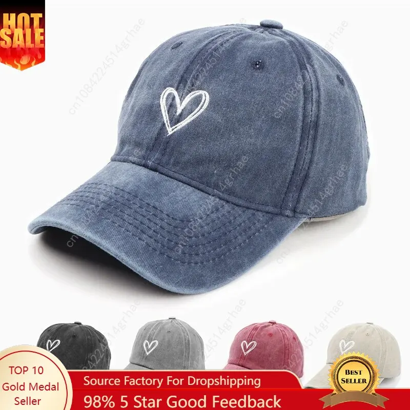 Versatile Peach Heart Embroidery Washed Old Spring And Summer Baseball Hat Women's Thin Couple Soft Top Cap Men's Tide
Versatile Peach Heart Embroidery Washed Old Spring And Summer Baseball Hat Women's Thin Couple Soft Top Cap Men's Tide