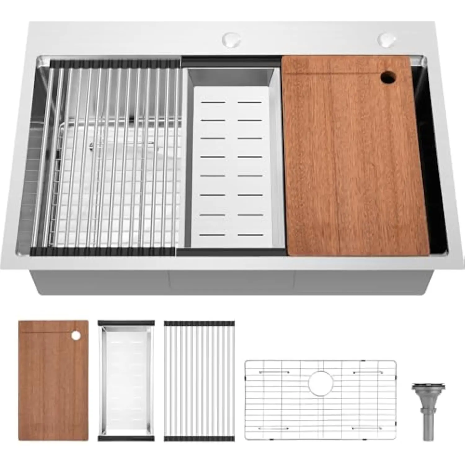 32''x18'' Waterfall Kitchen Sink, Drop In Kitchen Sink Single Bowl, Gray 304 Stainless Steel Kitchen Sink Workstation with Pul
32''x18'' Waterfall Kitchen Sink, Drop In Kitchen Sink Single Bowl, Gray 304 Stainless Steel Kitchen Sink Workstation with Pul