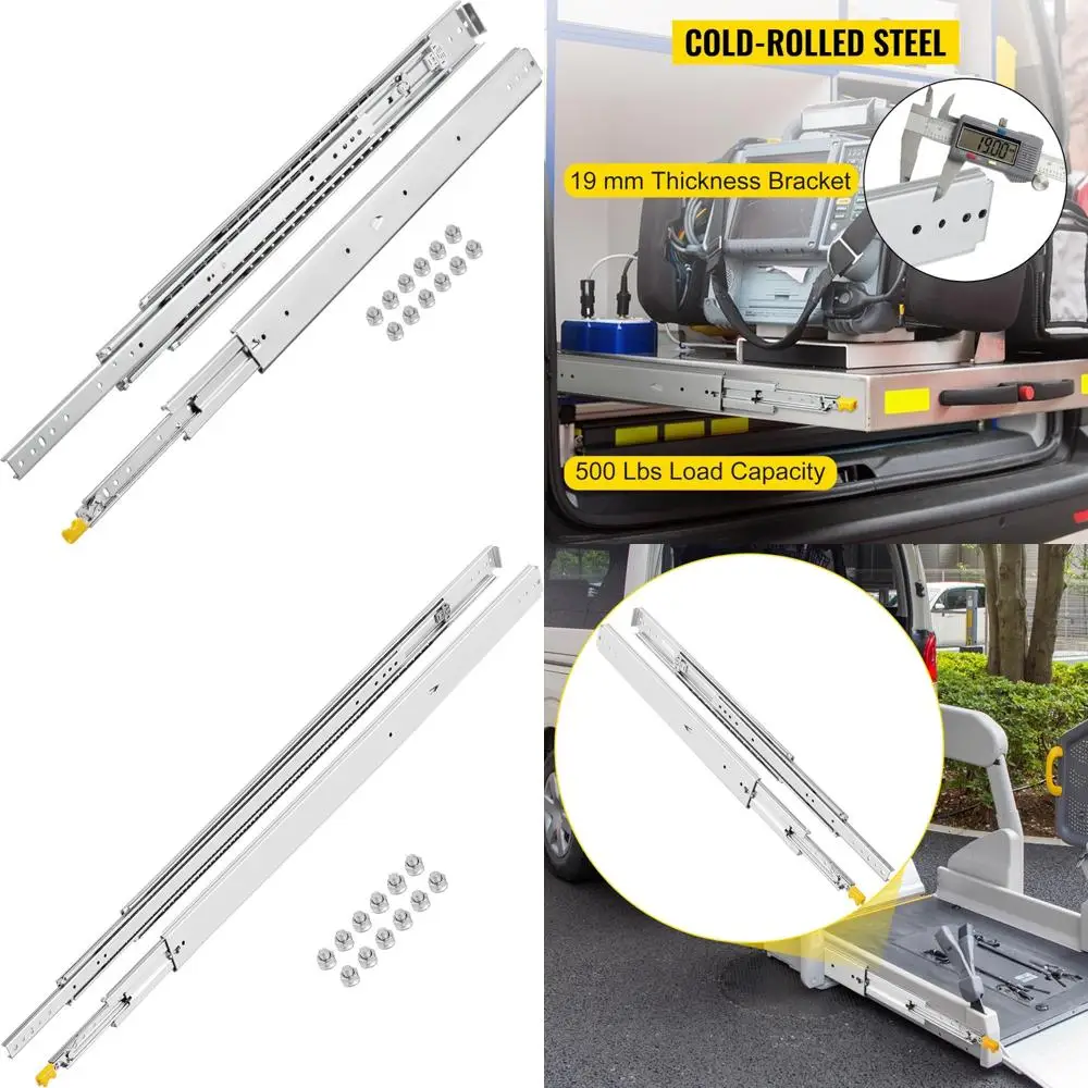 40 Inch Locking Drawer Slides, 500lbs Capacity, Side Mount Ball Bearing Glides, Full Extension Drawer Hardware
40 Inch Locking Drawer Slides, 500lbs Capacity, Side Mount Ball Bearing Glides, Full Extension Drawer Hardware