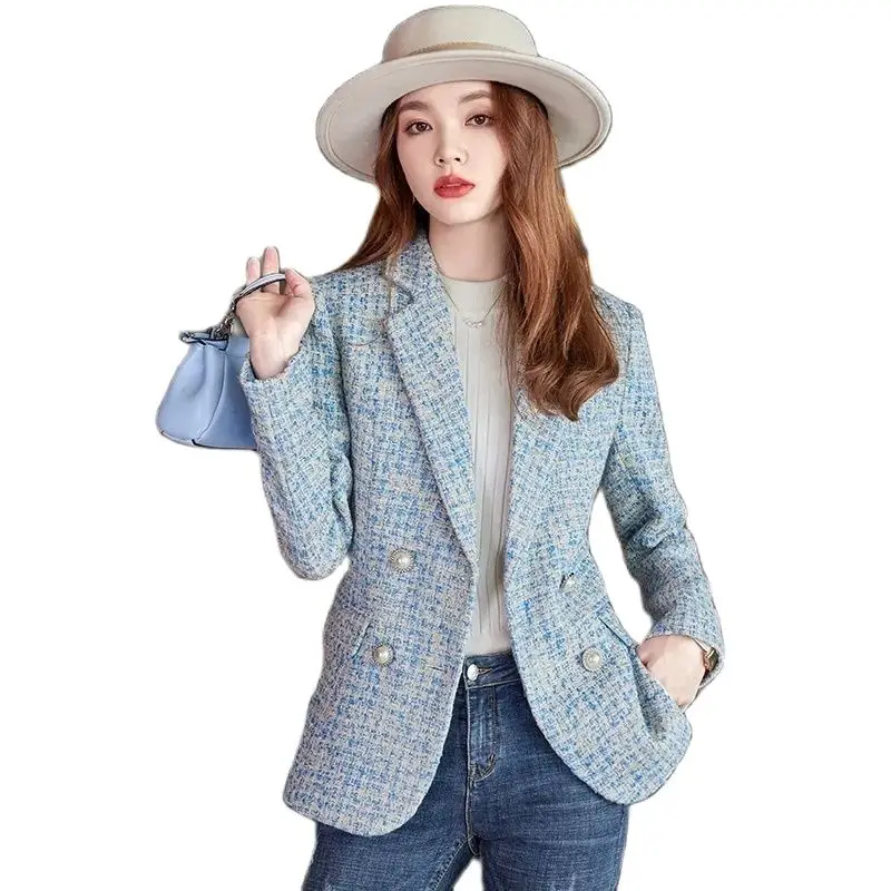 Ladies Formal Blazer Coat Women Long Sleeve Double Breasted Business Work Wear Jacket Autumn Winter Plaid Blazers Female Tops
Ladies Formal Blazer Coat Women Long Sleeve Double Breasted Business Work Wear Jacket Autumn Winter Plaid Blazers Female Tops
