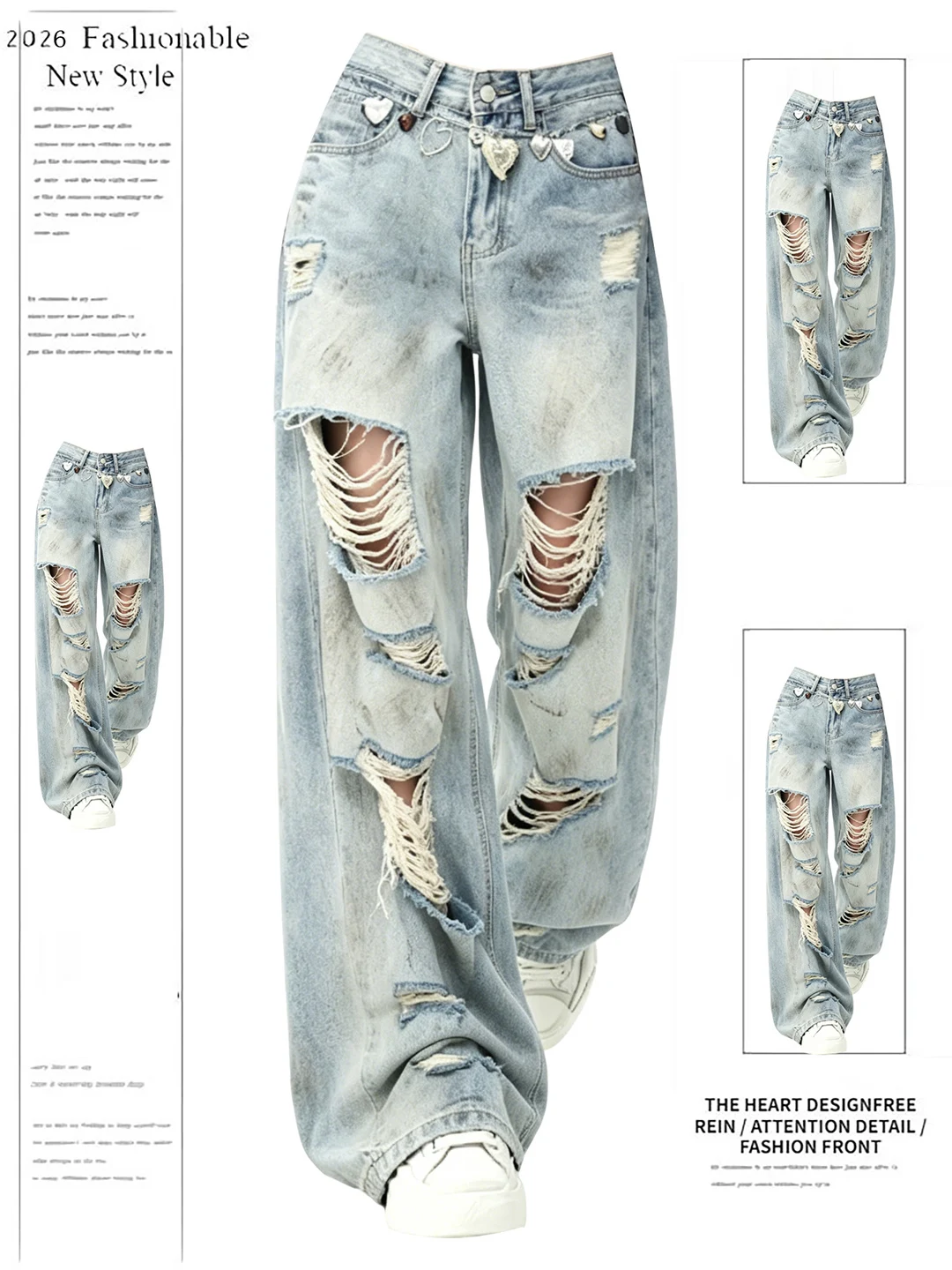 Retro American High Street Faded Denim Jeans Women's Summer New Loose Straight Casual Pants High Waist Tear Wear Resistant
Retro American High Street Faded Denim Jeans Women's Summer New Loose Straight Casual Pants High Waist Tear Wear Resistant