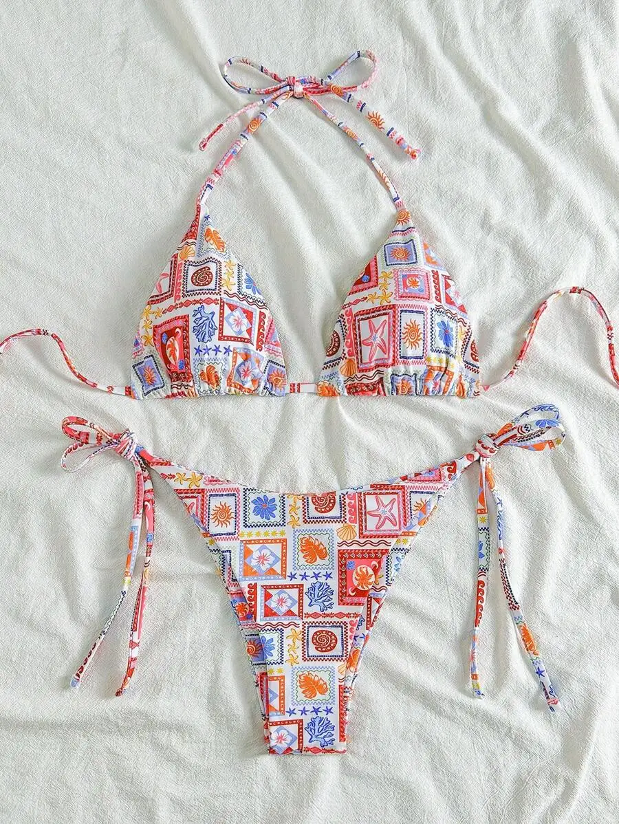 Womens Colorful Patchwork Print Tie Front Bikini Set Beach Vacation Swimwear
Womens Colorful Patchwork Print Tie Front Bikini Set Beach Vacation Swimwear