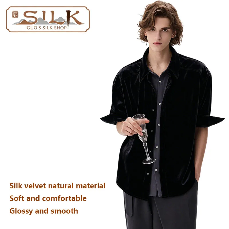 Natural Silk Velvet Men's Shirt Five-Piece Sleeve Standing Collar Elegant Fashionable Shirt for Spring Summer Casual Wear
Natural Silk Velvet Men's Shirt Five-Piece Sleeve Standing Collar Elegant Fashionable Shirt for Spring Summer Casual Wear