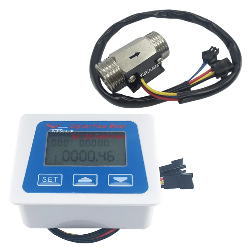 Digital Flow Meter+ Turbine Flow Sensor 1/2" Temperature Measure Flow Rate Total Litters Gal
Digital Flow Meter+ Turbine Flow Sensor 1/2" Temperature Measure Flow Rate Total Litters Gal