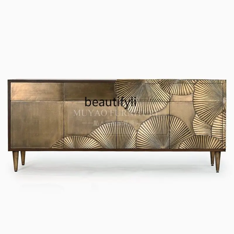 French solid wood porch cabinet, living room retro gold old carved dining side cabinet, TV cabinet
French solid wood porch cabinet, living room retro gold old carved dining side cabinet, TV cabinet