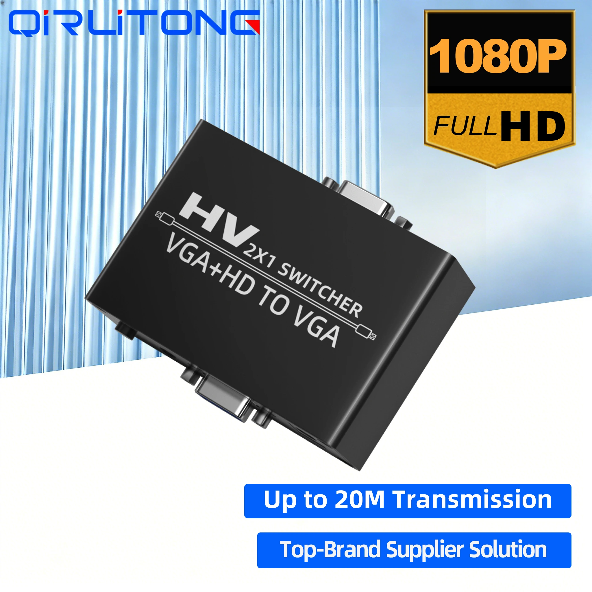 1080P 2x1 HD HV to VGA Switch 2 in 1 Out VGA HDMI to VGA Switcher with 3.5mm Audio for PC Laptop TV Projector
1080P 2x1 HD HV to VGA Switch 2 in 1 Out VGA HDMI to VGA Switcher with 3.5mm Audio for PC Laptop TV Projector