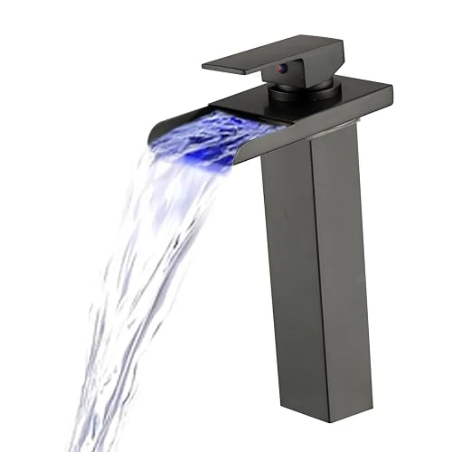 LED Bathroom Faucet Waterfall Bathroom Vessel Sink Faucet 1 Hole Single Handle Brass with Water Supply Hoses Stainless
LED Bathroom Faucet Waterfall Bathroom Vessel Sink Faucet 1 Hole Single Handle Brass with Water Supply Hoses Stainless
