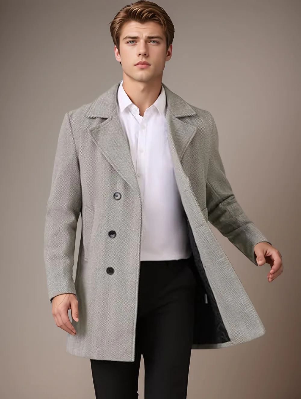 Cross-border new men's mid-length wool coat plus cotton thickened autumn and winter men's plaid double-breasted wool coat jacket
Cross-border new men's mid-length wool coat plus cotton thickened autumn and winter men's plaid double-breasted wool coat jacket