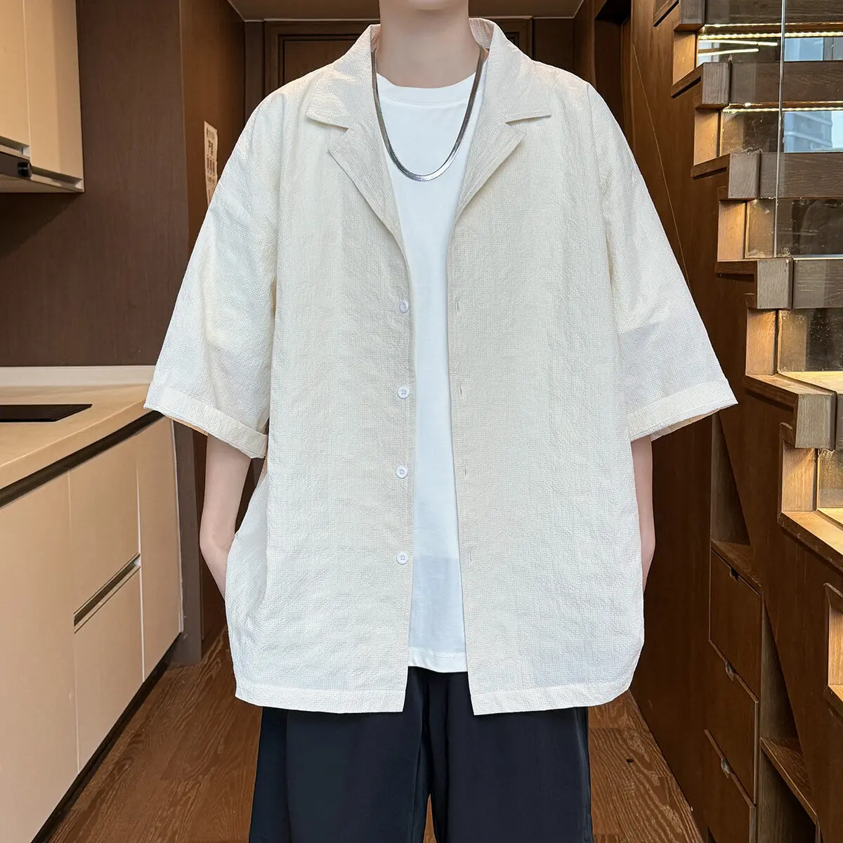 Summer Men Oversized Shirt Short Sleeve Top Casual Plain Wear Solid Suit Collar Vintage Blouse Male Plus Size Clothes Man
Summer Men Oversized Shirt Short Sleeve Top Casual Plain Wear Solid Suit Collar Vintage Blouse Male Plus Size Clothes Man