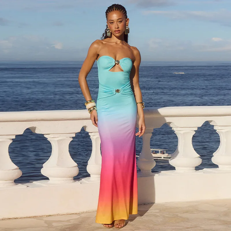 Strapless Metal Button Women's Prom Dress Hollow Pleated Evening Gown Multiple Colors Backless Party Skirt New Arrival In Stock
Strapless Metal Button Women's Prom Dress Hollow Pleated Evening Gown Multiple Colors Backless Party Skirt New Arrival In Stock