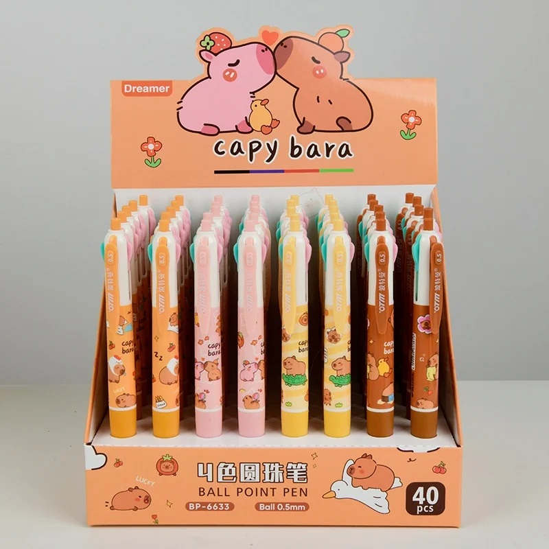 40pcs/lot Kawaii Capybara 4 Colors Ballpoint Pen Cute Press Ball Pens School Office Writing Supplies Stationery Gift
40pcs/lot Kawaii Capybara 4 Colors Ballpoint Pen Cute Press Ball Pens School Office Writing Supplies Stationery Gift