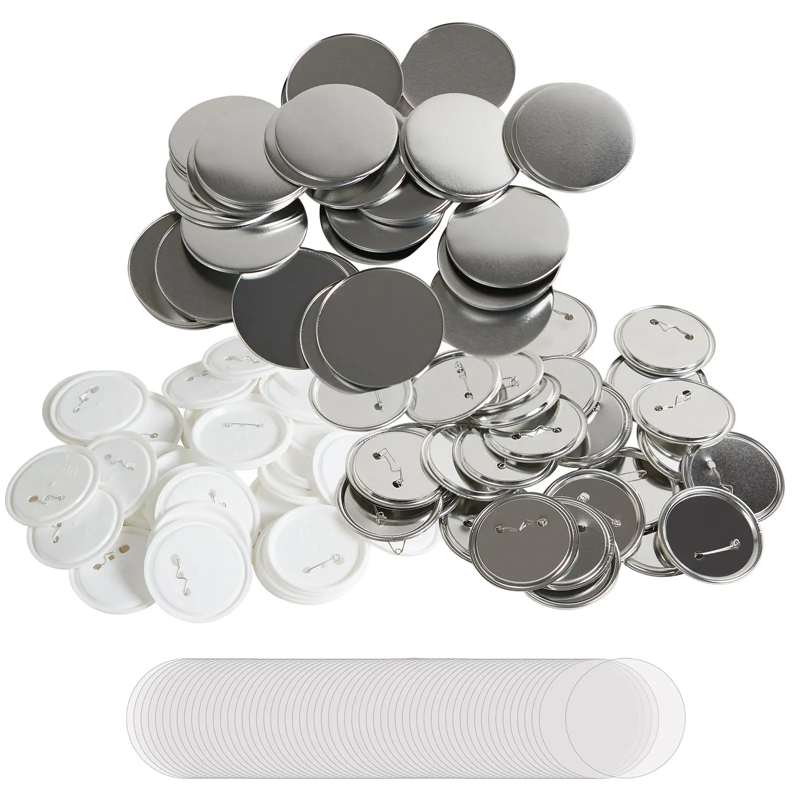 200 Sets 3 Inch 75mm Pin Back Button Parts, DIY Round Button Badge Parts, Set Includes Metal Top, Plastic/Metal Button, Clear Film, And Blank Paper For Gifts Presents, Machine NOT Included
200 Sets 3 Inch 75mm Pin Back Button Parts, DIY Round Button Badge Parts, Set Includes Metal Top, Plastic/Metal Button, Clear Film, And Blank Paper For Gifts Presents, Machine NOT Included