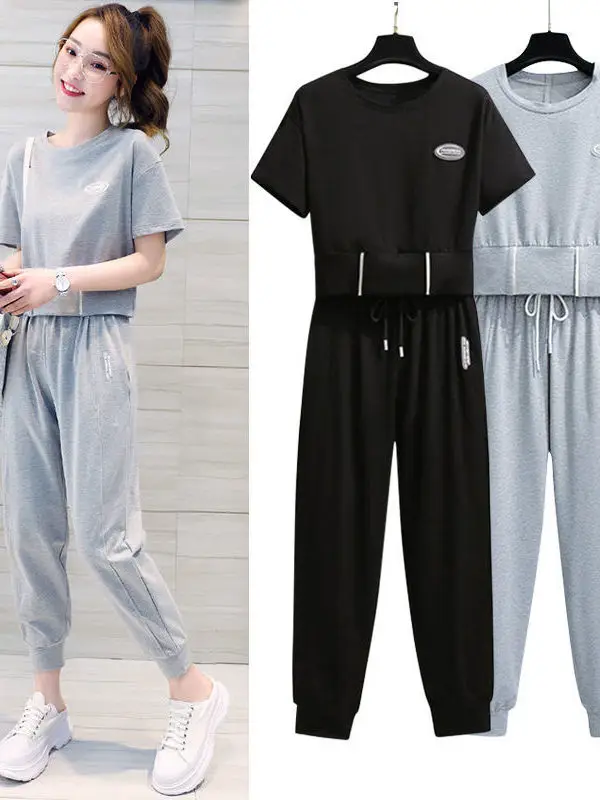 Casual Sportswear Nine-Piece Pants Set Women Summer New Short-Sleeve Stylish Youthful Two-Piece Set High Waist Loose Fit Kore...
Casual Sportswear Nine-Piece Pants Set Women Summer New Short-Sleeve Stylish Youthful Two-Piece Set High Waist Loose Fit Kore...