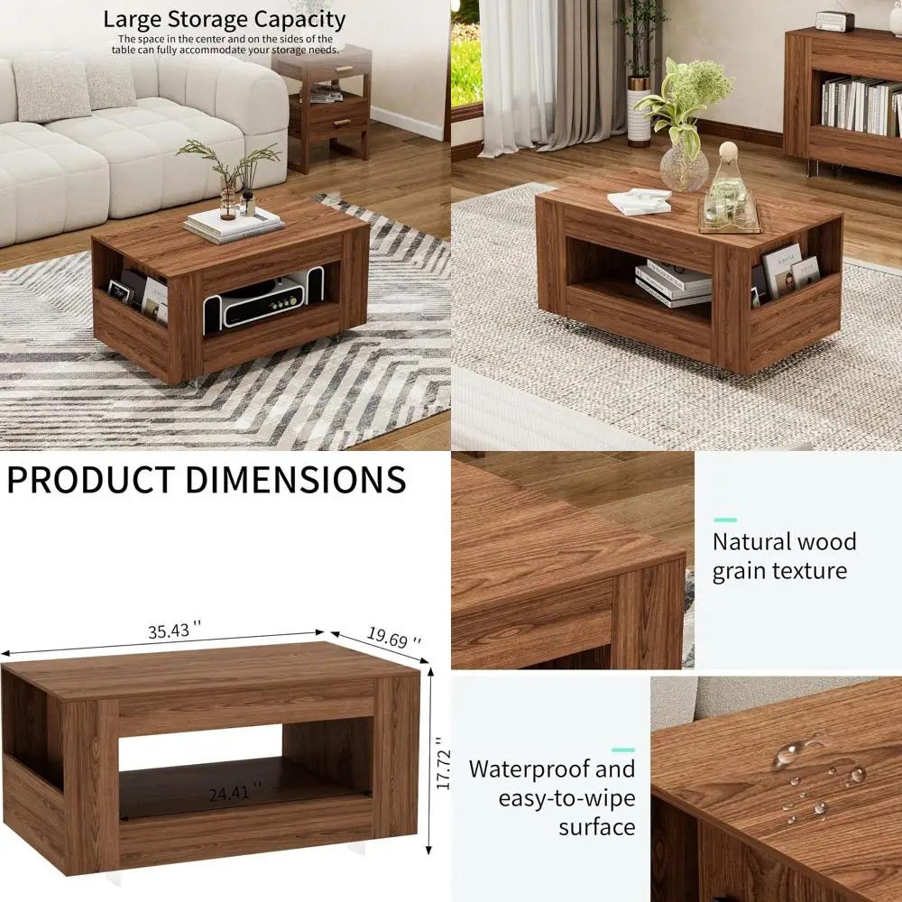 35 Walnut Минималистичный двухуровневый журнальный столик с прозрачными ножками для гостиной и домашнего офиса (с функцией хранения)
35 Walnut Минималистичный двухуровневый журнальный столик с прозрачными ножками для гостиной и домашнего офиса (с функцией хранения)