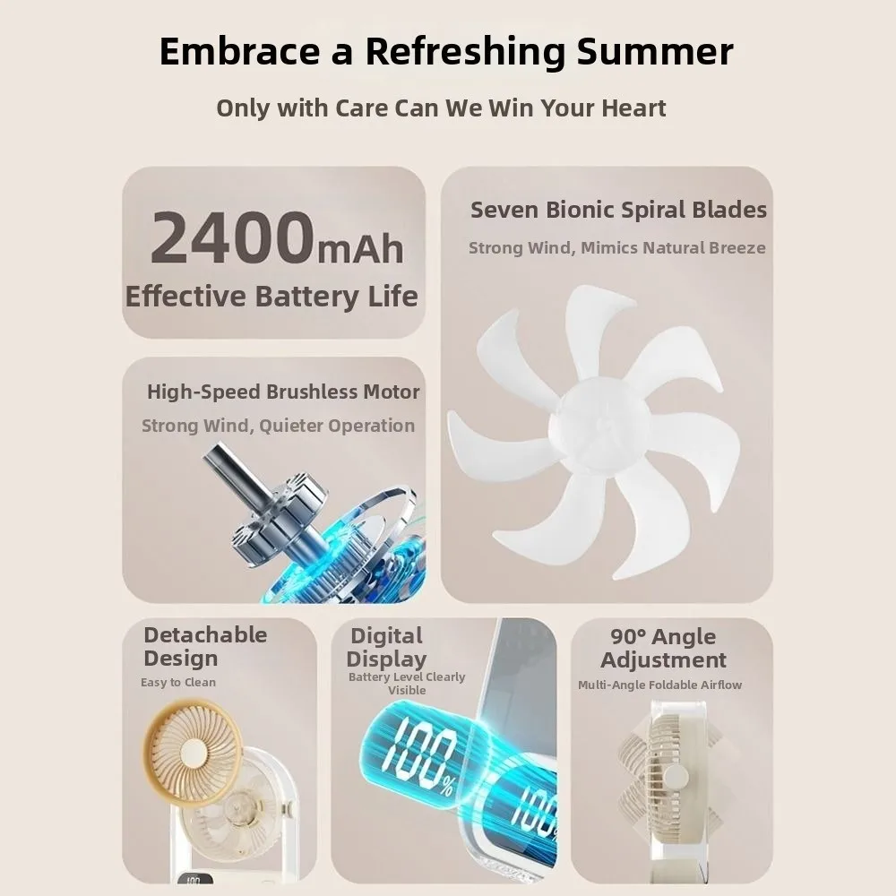 Easy to Clean 5 Speed Desk Fan Rechargeable Silent USB Fan 90° Adjustable Angle LED Digital Display Table Fan Home Office Use
Easy to Clean 5 Speed Desk Fan Rechargeable Silent USB Fan 90° Adjustable Angle LED Digital Display Table Fan Home Office Use