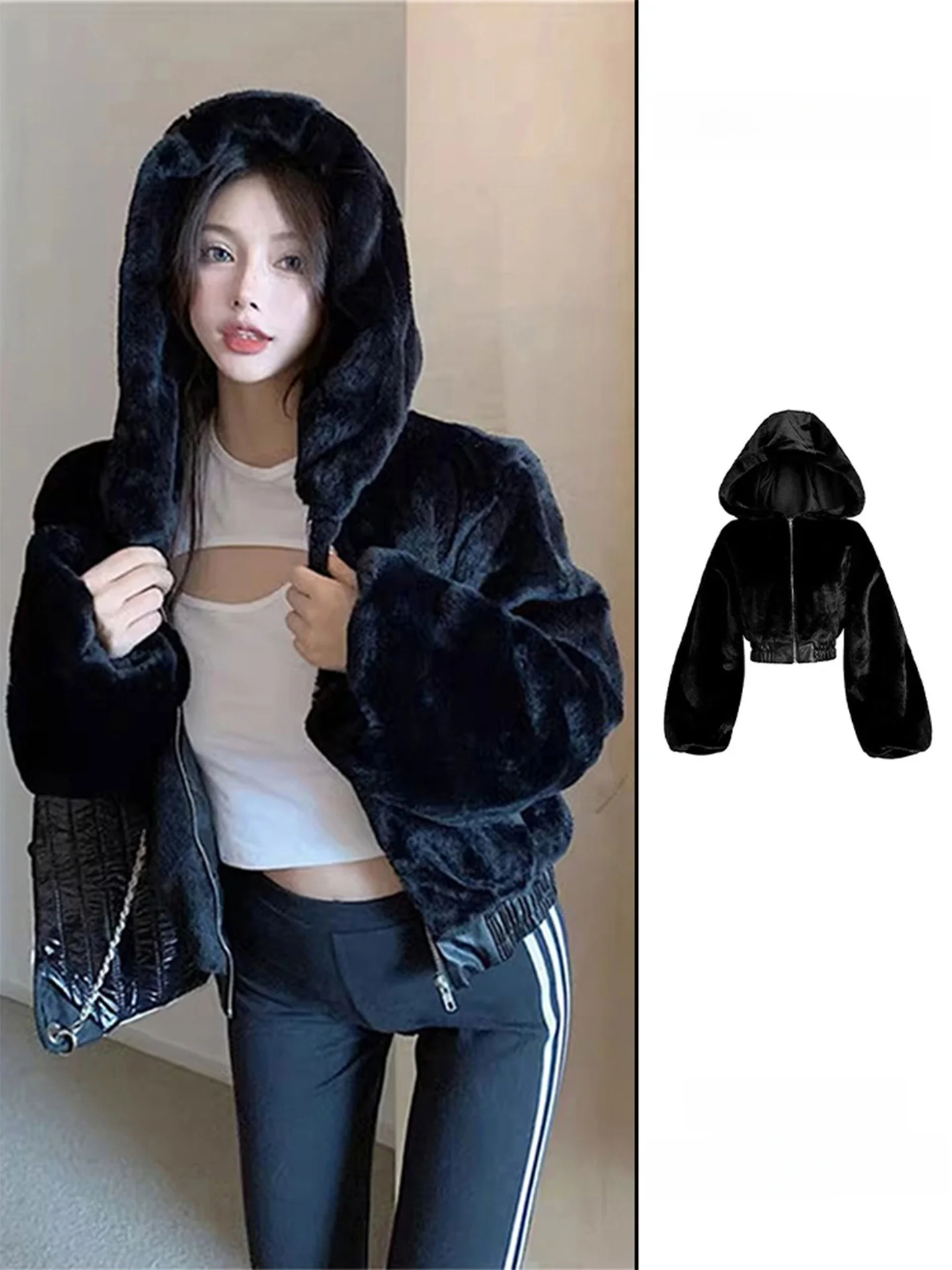 Женская зимняя утепленная куртка из искусственного кроличьего меха с капюшоном, на молнии, с утяжкой на талии, хлопковая толстовка-жакет
Женская зимняя утепленная куртка из искусственного кроличьего меха с капюшоном, на молнии, с утяжкой на талии, хлопковая толстовка-жакет