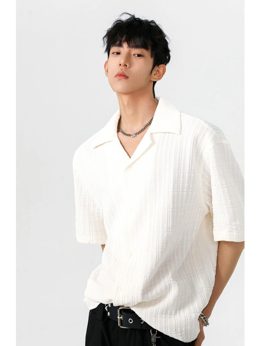 Cuban Collar Textured Loose Short Sleeve Men's Shirt Summer Versatile Casual Half Sleeve Breathable Polyester Fiber
Cuban Collar Textured Loose Short Sleeve Men's Shirt Summer Versatile Casual Half Sleeve Breathable Polyester Fiber