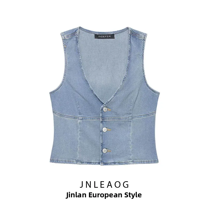 Fashionable Slim Fit Denim Vest Top JNLEAOG Spring New Arrival Women's Clothing 1300061407 Polyester V-Neck Single Button
Fashionable Slim Fit Denim Vest Top JNLEAOG Spring New Arrival Women's Clothing 1300061407 Polyester V-Neck Single Button