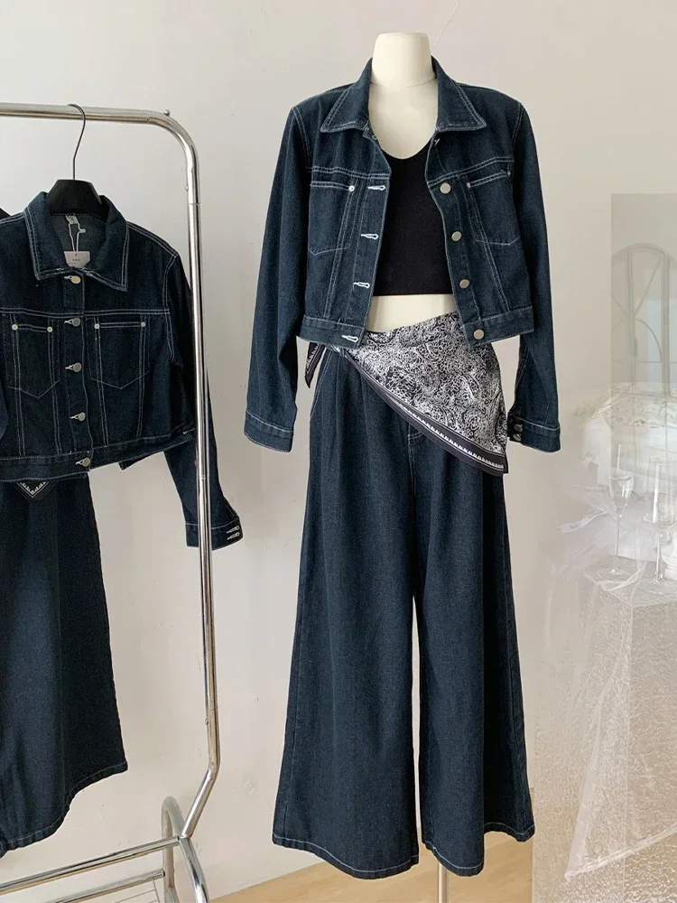 Women's New Matching Sets Long Sleeve Cowboy Jacket with Jeans Vintage Vintage Y2k 2000s Pants Sets Two Piece Suit Clothes 2024
Women's New Matching Sets Long Sleeve Cowboy Jacket with Jeans Vintage Vintage Y2k 2000s Pants Sets Two Piece Suit Clothes 2024