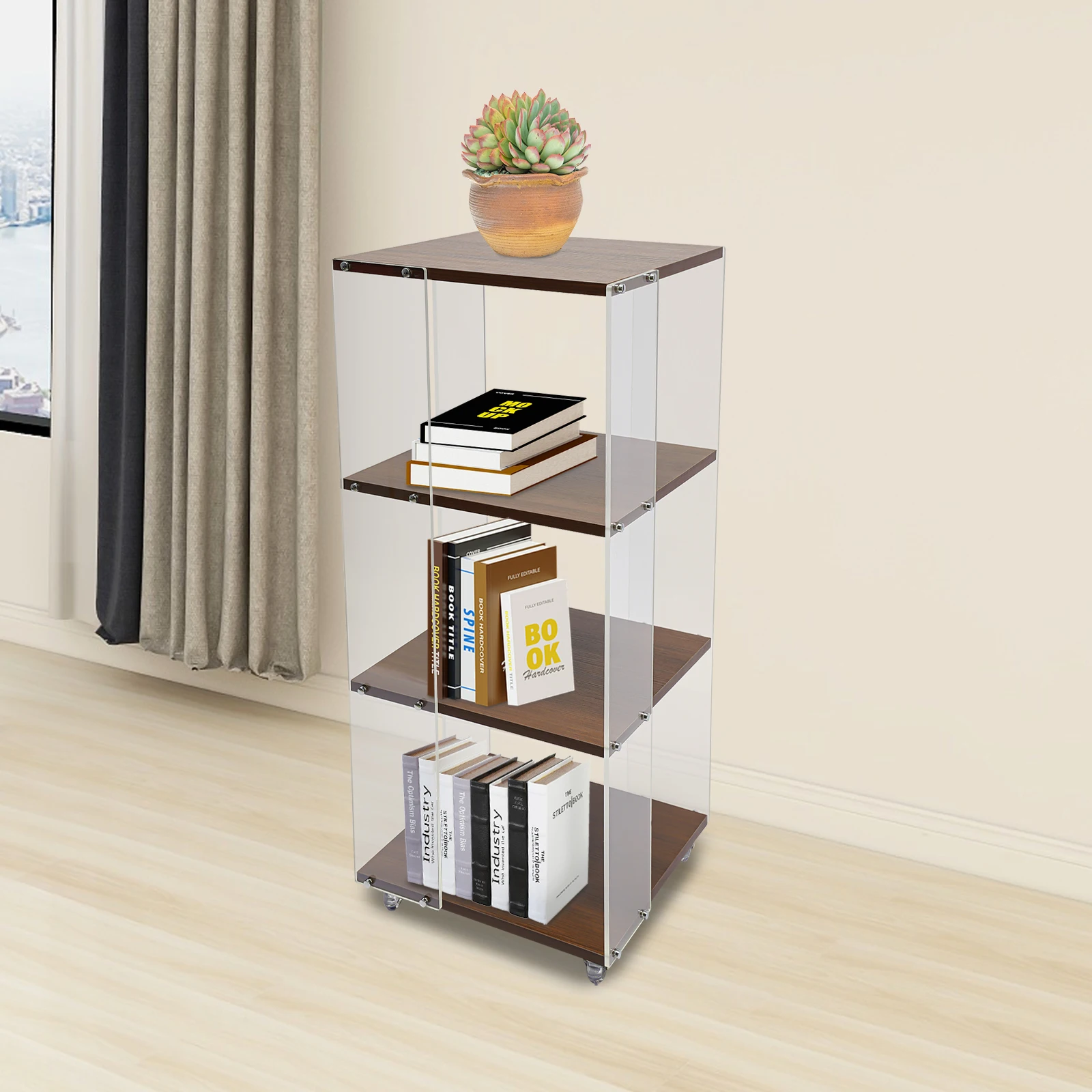 3-layer Rotating Acrylic Bookshelf with Wheels,Standing Small Corner Bookcase for Home Study Office
3-layer Rotating Acrylic Bookshelf with Wheels,Standing Small Corner Bookcase for Home Study Office