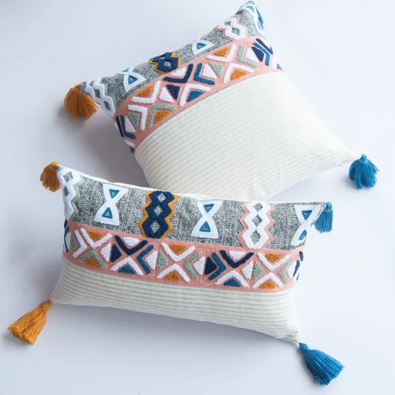Boho Geometric Tufted Full Embroidered Cushion Cover Cotton Canvas Contrast Color Tassels Pillow Covers Decorative Home Decor
Boho Geometric Tufted Full Embroidered Cushion Cover Cotton Canvas Contrast Color Tassels Pillow Covers Decorative Home Decor