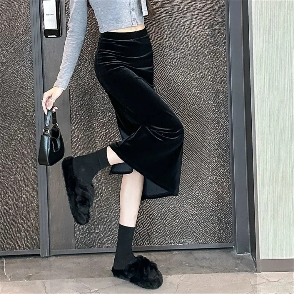 Elegant Velvet Black Long Skirts Women Autumn Winter High Waist Faldas Korean Fahion Clothing Office Ladies Bodycon Midi Skirt
Elegant Velvet Black Long Skirts Women Autumn Winter High Waist Faldas Korean Fahion Clothing Office Ladies Bodycon Midi Skirt