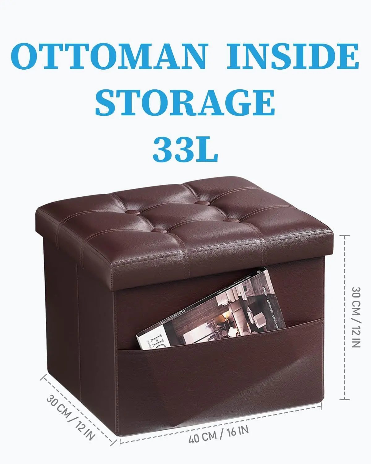 2Pc Folding Storage Ottoman With Side Pocket,16 Inch Leather Ottoman Seat For Living Room Bedroom,Foot Rest
2Pc Folding Storage Ottoman With Side Pocket,16 Inch Leather Ottoman Seat For Living Room Bedroom,Foot Rest