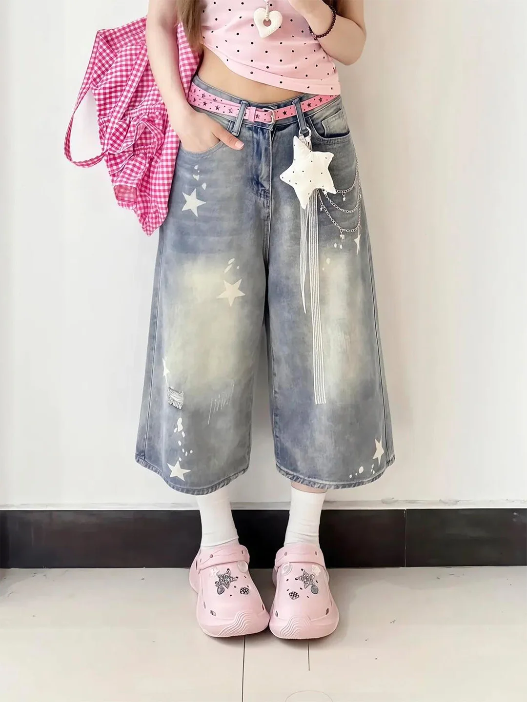 Summer 2026 Women's Vintage Star Print Slimming Light Blue Seven-Five Jeans High Waist Wide Leg Loose Fit Straight Leg Jeans
Summer 2026 Women's Vintage Star Print Slimming Light Blue Seven-Five Jeans High Waist Wide Leg Loose Fit Straight Leg Jeans