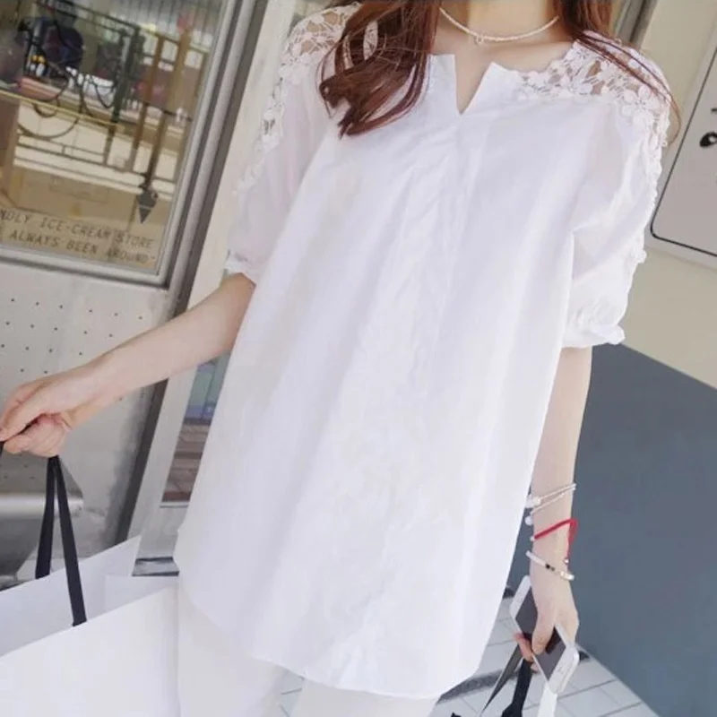 Loose Lace Shirt Women's Korean Style Mid-Length Short-Sleeve plus Size Commute Style Hollow out Fabric Process Shoulder Inse...
Loose Lace Shirt Women's Korean Style Mid-Length Short-Sleeve plus Size Commute Style Hollow out Fabric Process Shoulder Inse...
