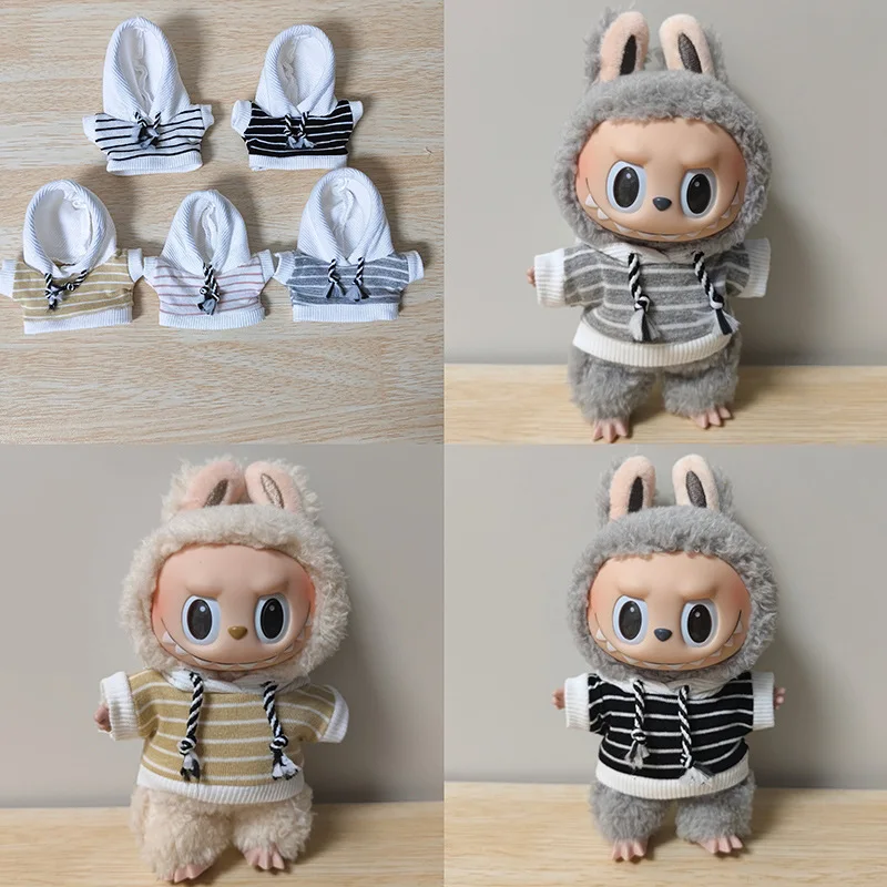 15cm/17cm Labubu I II Doll Clothes Black And White Yellow Striped Hoodie Set Sitting Party Plush Doll Clothes Accessories
15cm/17cm Labubu I II Doll Clothes Black And White Yellow Striped Hoodie Set Sitting Party Plush Doll Clothes Accessories