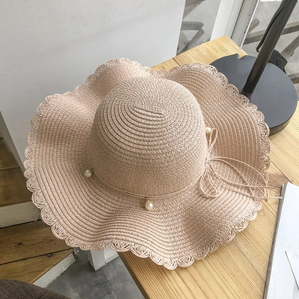 Trendy French Style Pearls Strap Straw Hat Wide Brim Spring Summer Folding Straw Hats Travel Beach Women's Sun Hat Female
Trendy French Style Pearls Strap Straw Hat Wide Brim Spring Summer Folding Straw Hats Travel Beach Women's Sun Hat Female