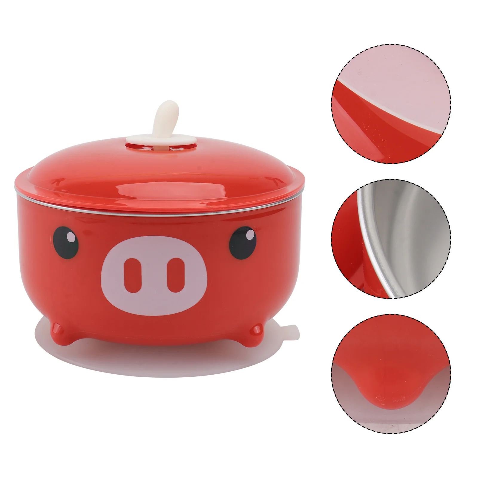 1 шт., детская миска из нержавеющей стали, очаровательная миска со свиньей, защита от ожогов, защита от падения, изоляция, миска для прикорма, красная 
1 шт., детская миска из нержавеющей стали, очаровательная миска со свиньей, защита от ожогов, защита от падения, изоляция, миска для прикорма, красная