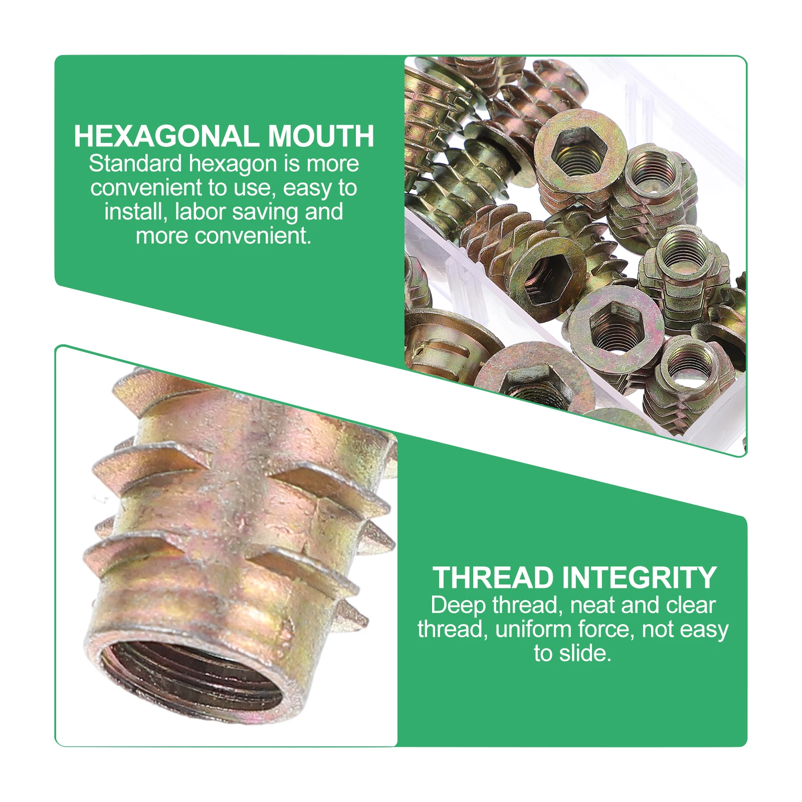 165pcs Zinc Alloy Threaded Inserts Nuts for Wood niture Hex Socket Screw in Nut Assortment Kit Pine Plywood Fiberboard
165pcs Zinc Alloy Threaded Inserts Nuts for Wood niture Hex Socket Screw in Nut Assortment Kit Pine Plywood Fiberboard