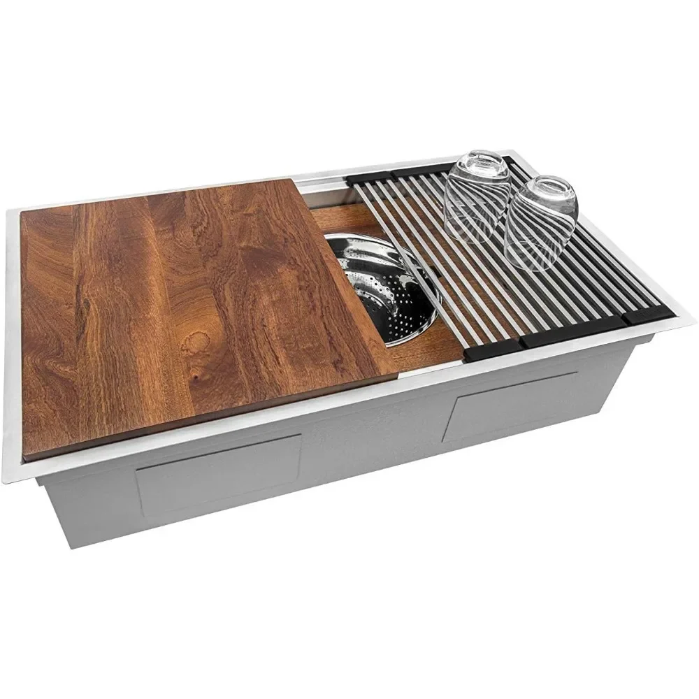 Workstation Dual Tier Ledge Kitchen Sink Undermount 16 Gauge Stainless Steel - RVH8222
Workstation Dual Tier Ledge Kitchen Sink Undermount 16 Gauge Stainless Steel - RVH8222