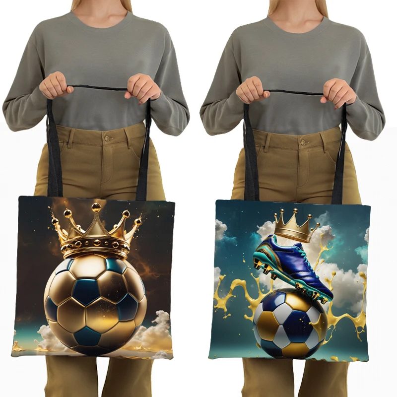 Cool Soccer with Golden Crown Shoulder Bag Football Pattern Totes Bags Women Canvas Handbag for Travel Shopping Bags Gift
Cool Soccer with Golden Crown Shoulder Bag Football Pattern Totes Bags Women Canvas Handbag for Travel Shopping Bags Gift